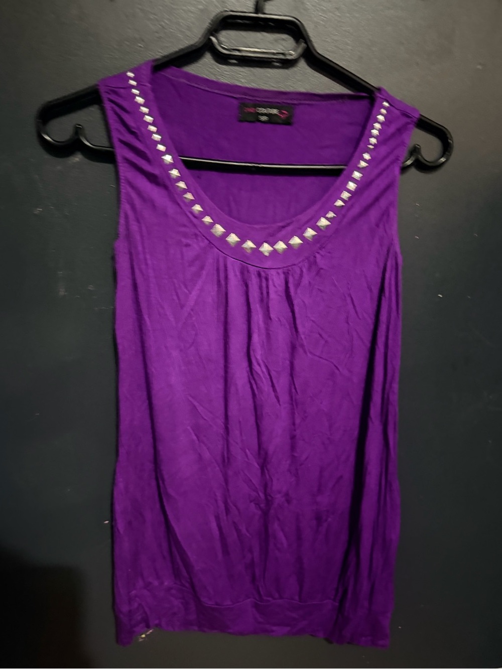 Y2K Candy Couture cowl neck studded purple sleeveless tank
